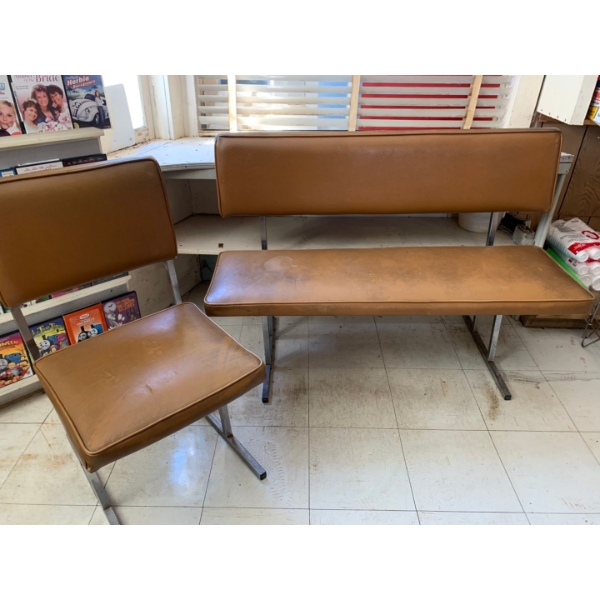 Vintage Restaurant Seating set, bench measures 48”L, 35”T