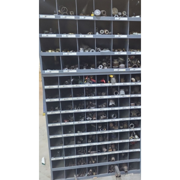 Hydraulic Pipe Thread Fittings in Grey Metal Parts Bins 34 W, 12 D, 66 T 