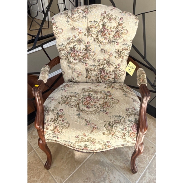 Gorgeous Floral Antique Style Chair; 26In Wide, 37In Tall 