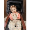 Image 3 : Lovely Porcelain Dolls (2) in Intricate Wooden Stroller - Stroller is 20W, 23T 