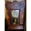Image 1 : Carved Wood Table Clock with Gold Painted Glass Accents 23 L, 15 W, 5 D
