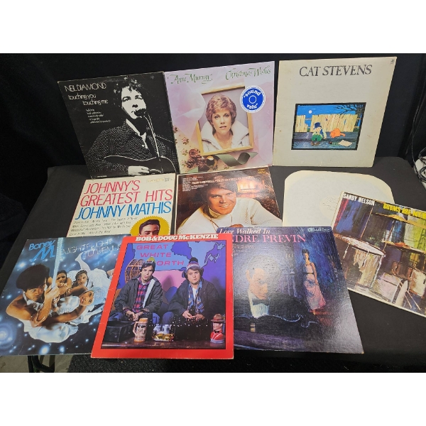 9 Assorted Vinyl Records – Includes Cat Stevens, Neil Diamond, More