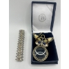 Image 1 : Butterfly Magnifying Glass Necklace With A Vintage Inspired Amber Bracelet