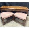 Image 2 : Vintage Console Table with Matching Ottomans, 56 x 17 x 27 Inches
