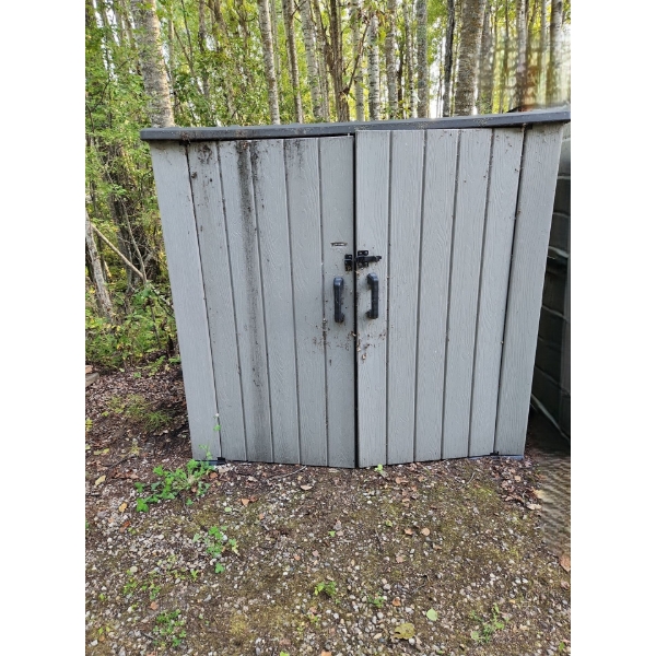 Lifetime Lockable Resin Shed 72 W, 41 D, 68 T, Includes Gas Jugs as Shown