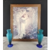 Image 1 : Kriebel & Bates Framed Litho Print of Jesus (17"W x 21"H)  and 2 Ombre Blue Vases