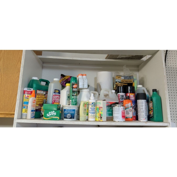 Shelf Contents - NEW Shop Rags Paper Towel & Assorted Fluids