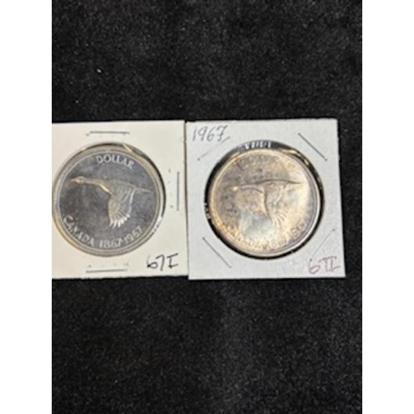 1967 Canada goose Silver Dollar x2 46.6g .800 Silver
