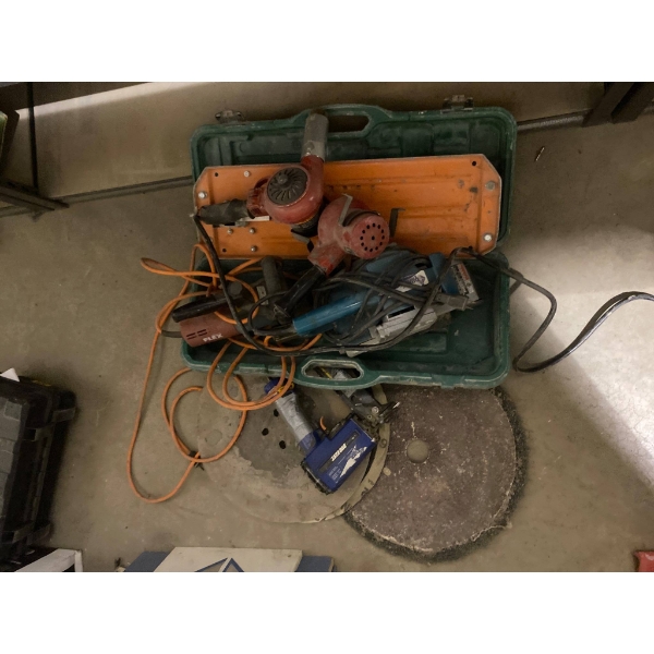 Construction Tools Including Nail Gun, Sanders, and Tile Cutter