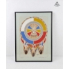 Image 1 : Artwork Is A Navajo-Style Sand Painting Featuring A Central Shield Motif & Hanging Feathers12''*16IN