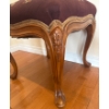 Image 4 : Antique French Louis XV Foot Stool w/ Embroidered Floral Upholstery#2 16x17