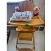 Image 1 : antique highchair, all wood with toys and antique wooden roller for babies