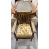 Image 2 : Wooden Armchair with Floral Yellow Fabric Seat 25.5Wx23Dx36H seat 14.5H