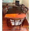 Image 3 : Dark Wood Dining Set W/Six Chairs ++ Extension Leaf  40x64x31"tall