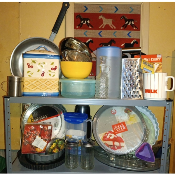 Collection Of Baking Goods( Brand New & Used)  Cookie Cutters, Cake Pans, Jug, Frying Pan, Grator, &