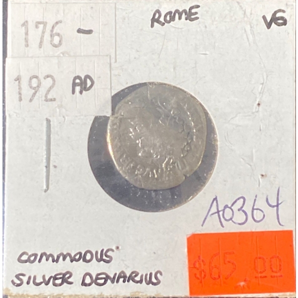 176 - 192 AD Emperor Commodus Roman Silver Denarius