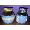 Image 2 : Wedgewood Blue Jasperware Table Lighters & Ashtray-Embossed  England Made