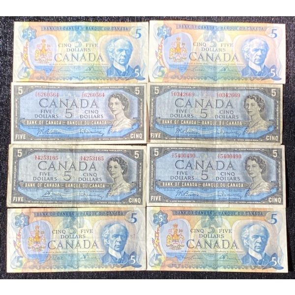 Canadian $5 Banknotes from the 1969–1979 "Scenes of Canada" Series