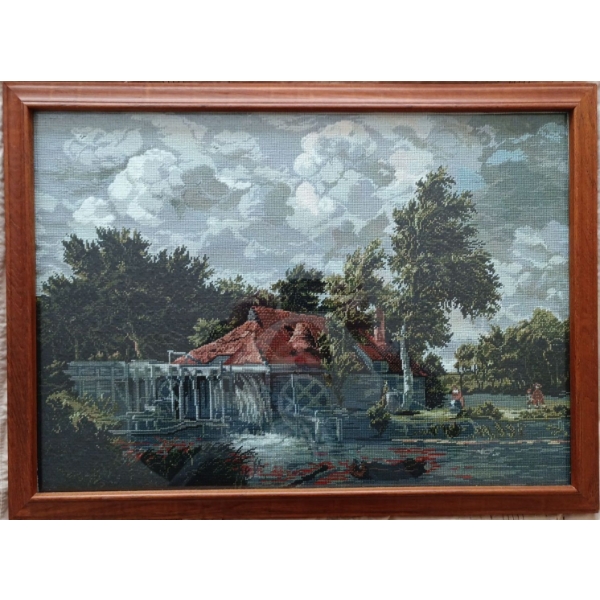 Large Riverside Needlepoint Art - 28x20 
