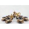 Image 1 : Hand-Painted Gold and Cobalt Blue Porcelain Tea Set
