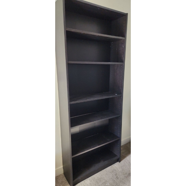 Black MDF 6 Shelf Bookcase 31.5 W, 11 D, 79.5 T 