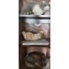 Image 1 : Two Sandicast Outdoor Cat Decor and One Ceramic Raccoon