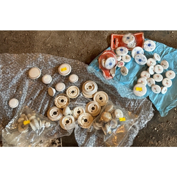Set of Lovely Dresser Knobs with Flower Designs and Plain 