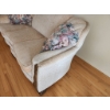 Image 4 : Vintage Three-Seat Sofa with Rose Embossed Pattern and Wooden Details