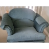 Image 3 : Teal Fabric Chair 39 W, 31 D, 30 T w/ Footstool 26 W, 18 D, 15 T 