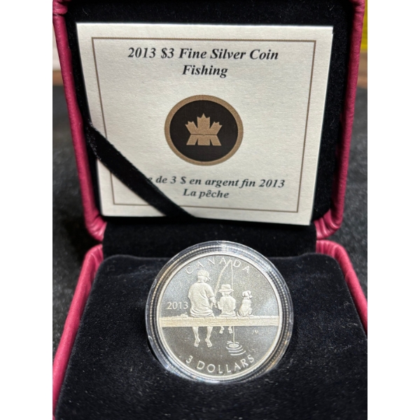 2013 $3 Fishing - Pure Silver Coin 7.96g RCM