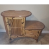 Image 1 : Bamboo and Woven Side Table w/ Cupboard and Drawer 24 W, 11 D, 22 T 