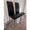 Image 2 : Two Black Faux Leather Dining Chairs with Chrome Legs