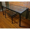Image 6 : Lattice Style Iron Tables - Large Dining Table w/ Matching End Table Glass & Iron 60L