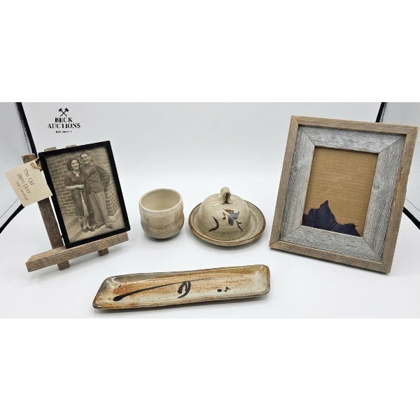 Rustic Wood Photo Frame, A Ceramic Covered Dish Japanese Stoneware Pottery Olive Tray And More.