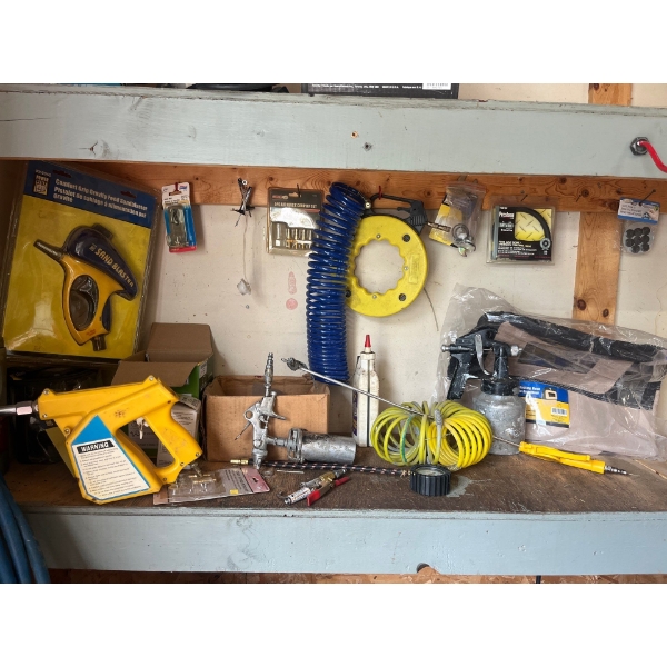 Selection of air tools and accessories.
