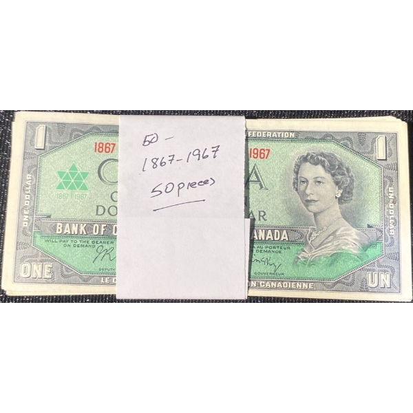 1867 - 1967 50 One Dollar Canadian Bills