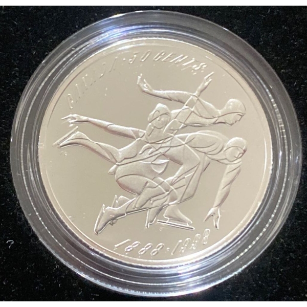 1998 Canadian 50-Cent Sterling Silver Coin From The "Canadian Sports Firsts" 92.5% Silver 9.3 Grams