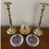 Image 5 : Brass Candlesticks, Chamberstick, and Glass Bowls