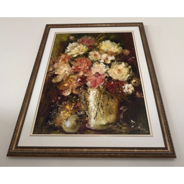 Angie Strauss - Oil On Board Framed Floral Art - 1/175 Signed & Numbered 