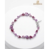 Image 3 : 925 Sterling Silver Link Bracelet Of Alternating Amethyst And Lab-Created Sapphire Gemstones 10.62G.