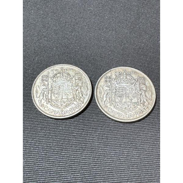 1944 & 45 Silver Canadian Half Dollars