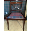 Mahogany Office Chair With Plaid Fabric Seat
