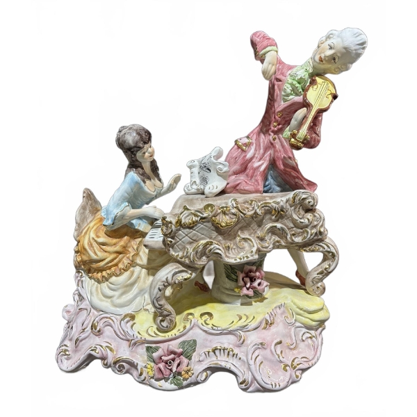 Capodimonte Porcelain Figurine Group, Made in Italy, Small Chip to Rose