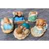 Pendelfin Turquoise Sleeping Rabbits: 'Snuggles Awake', 'Peeps', 'Sunny', 'Dodger', 'Twins'