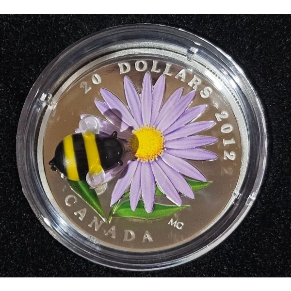 2012 $20 Aster with Venetian Glass Bumblebee - 99.9% Fine Silver Coin - #1