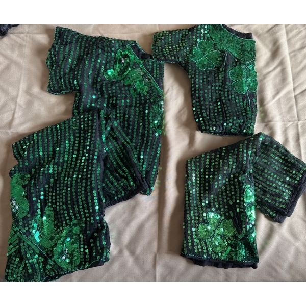Emerald Green Sequined Performance Costumes - Dance Drama St Patty's Day Defence 