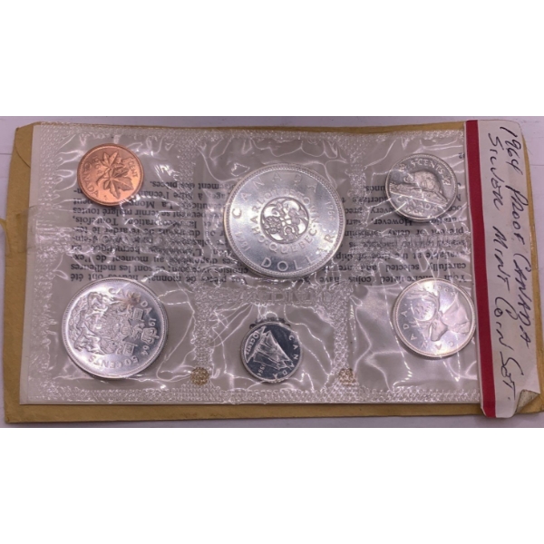 1964 Canada 80% Silver Proof Like Coin Set, 43.1 Grams 