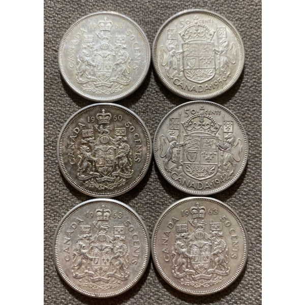 Canadian 50-cent Pieces 11.66 g Silver (.800)