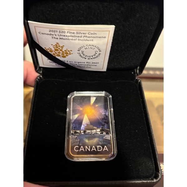 2021 $20 Canada's Unexplained Phenomena: The Montreal Incident - Pure Silver Coin with Black Light