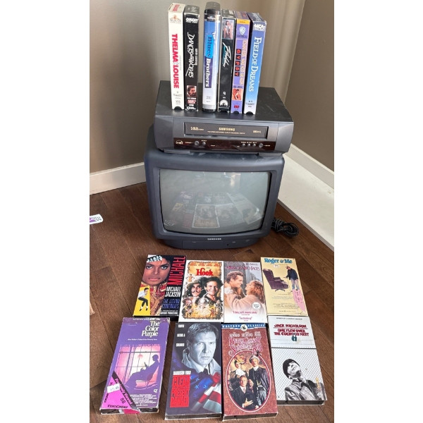 Samsung Rear Projection Television VCR & Assorted Video Cassette Collection